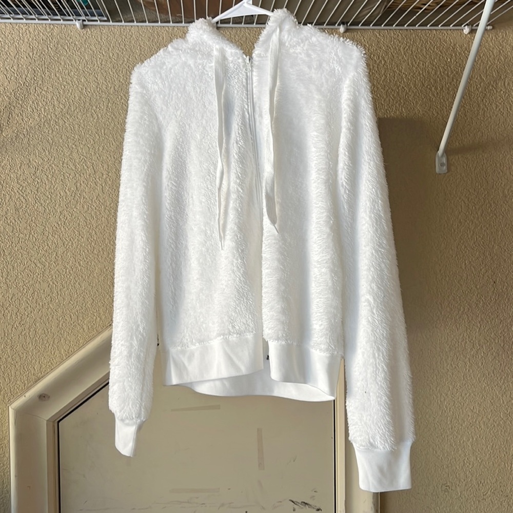 Fifth Sun White Fluffy Hooded Jacket